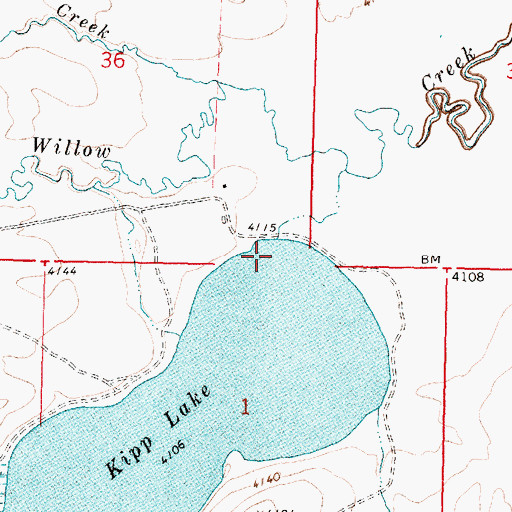 Topographic Map of Kipp Lake Dam, MT