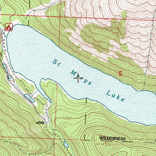Topographic Map of Saint Marys Lake, MT
