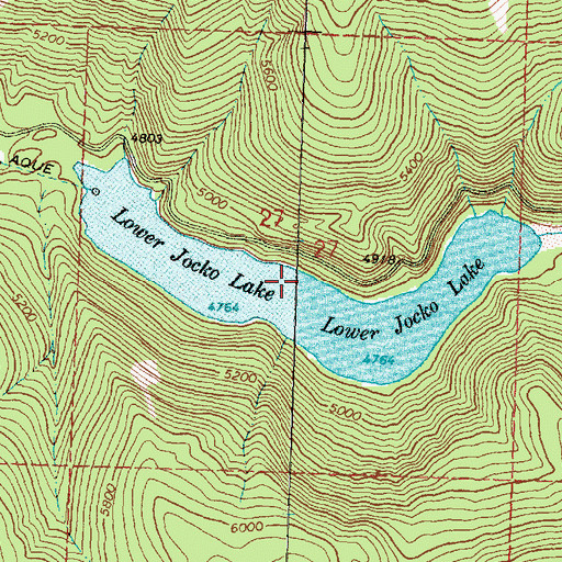 Topographic Map of Lower Jocko Lake, MT