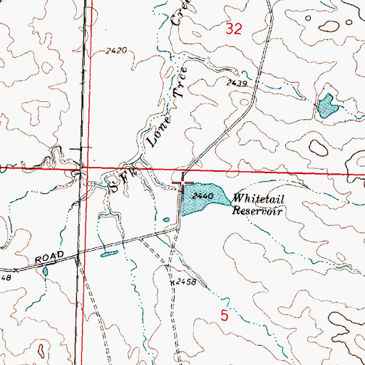 Topographic Map of Whitetail Reservoir Dam, MT