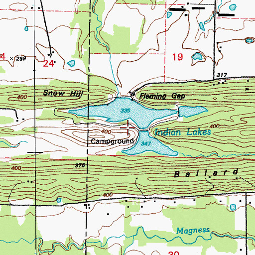 Topographic Map of Indian Head Lake - South, AR