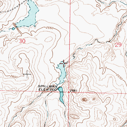 Topographic Map of Binions Reservoir Number 2 Dam, MT