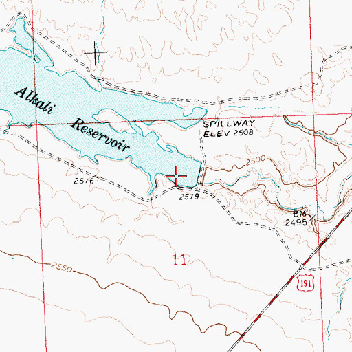 Topographic Map of West Alkali Reservoir Dam, MT