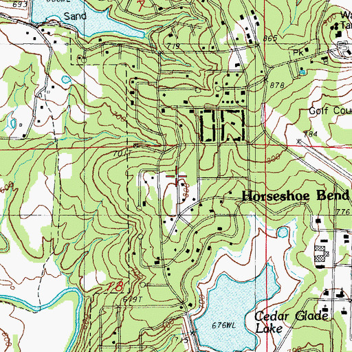 Topographic Map of Cedar Glade Lake, AR