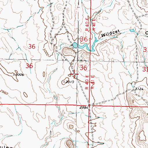 Topographic Map of Wildcat Reservoir Dam, MT