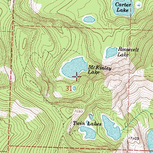 Topographic Map of McKinley Lake Dam, MT
