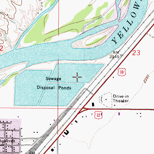 Topographic Map of Miles City Sewage Disposal Pond Number 3 Dam, MT