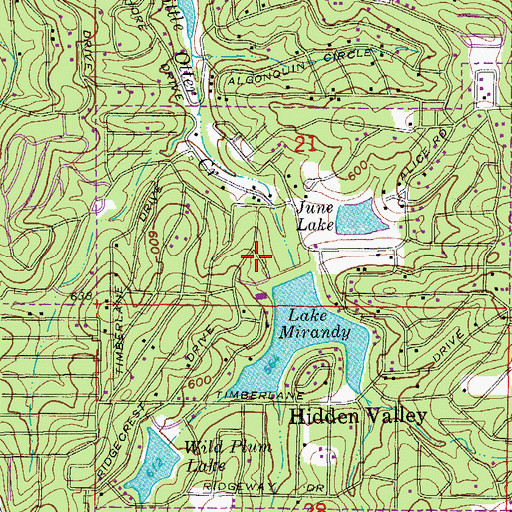 Topographic Map of Lake Mirandy, AR