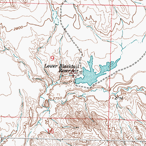Topographic Map of Lower Blacktail Reservoir Dam, MT