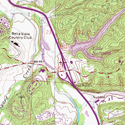 Topographic Map of Norwood Dam, AR