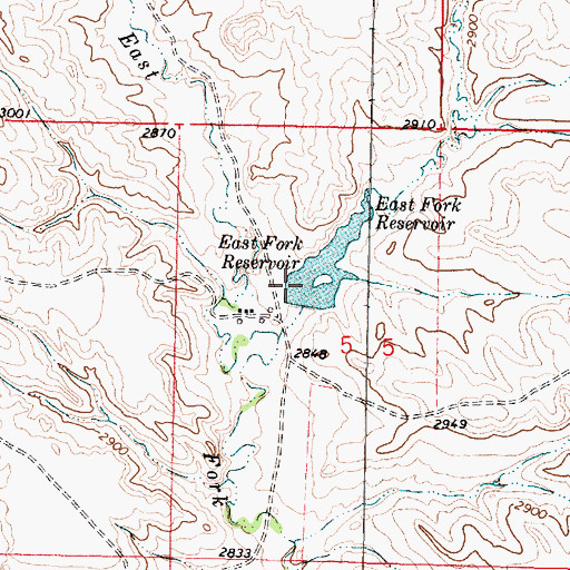 Topographic Map of East Fork Reservoir Dam, MT
