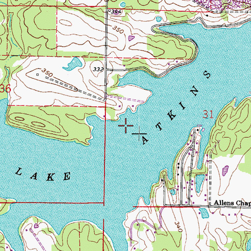 Topographic Map of Lake Atkins, AR