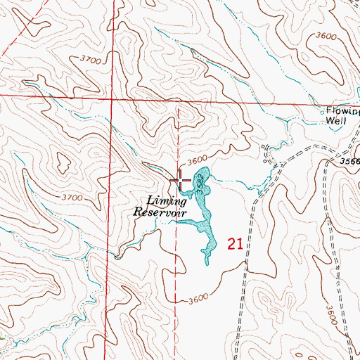 Topographic Map of LIMING Reservoir Dam, MT