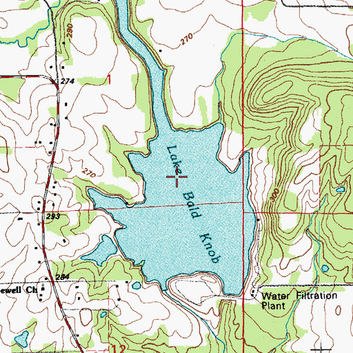 Topographic Map of Lake Bald Knob, AR