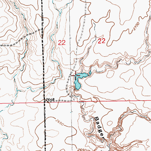 Topographic Map of Badger Claws Dam, MT