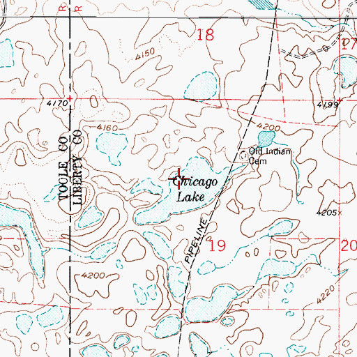 Topographic Map of Chicago Lake Dam, MT