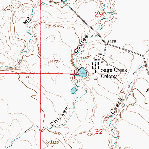 Topographic Map of Sister Sledge Dam, MT