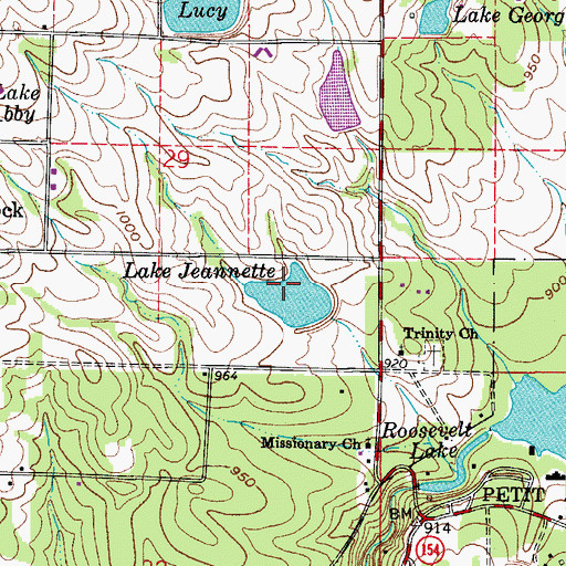 Topographic Map of Lake Jeannette Dam, AR