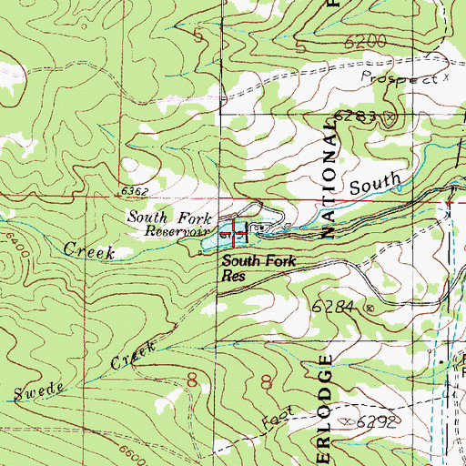 Topographic Map of South Fork Reservoir Dam, MT