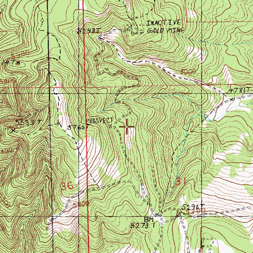 Topographic Map of Big Six Mine, MT
