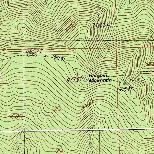 Topographic Map of Haugan Mountain, MT