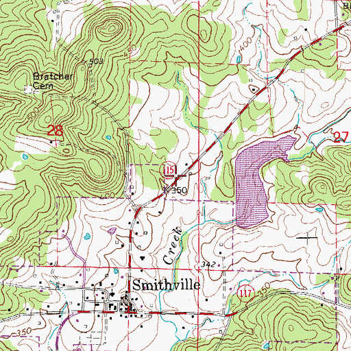 Topographic Map of Cooper Creek Site Four Reservoir, AR