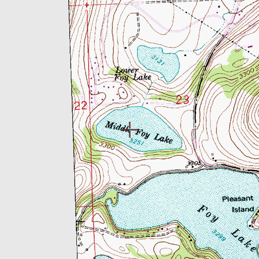 Topographic Map of Middle Foy Lake, MT