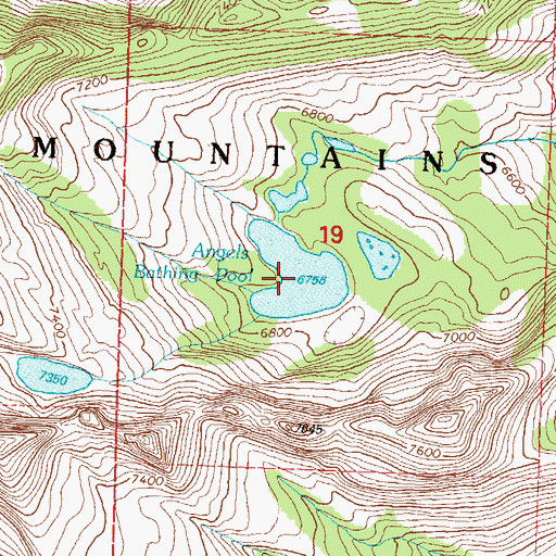 Topographic Map of The Angels Bathing Pool, MT