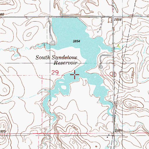 Topographic Map of South Sandstone Reservoir, MT