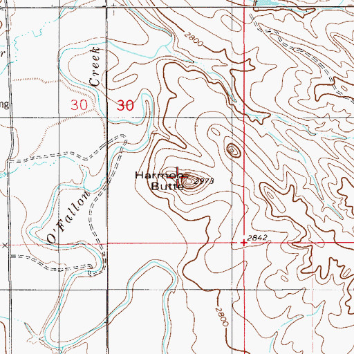 Topographic Map of Harmon Butte, MT