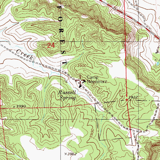 Topographic Map of Camp Needmore, MT