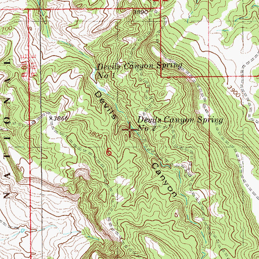 Topographic Map of Devils Canyon Spring Number 2, MT