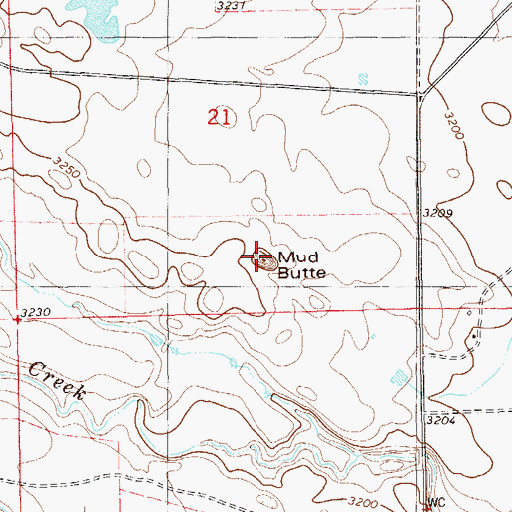 Topographic Map of Mud Butte, MT