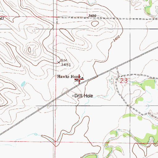 Topographic Map of Hawks Home School, MT