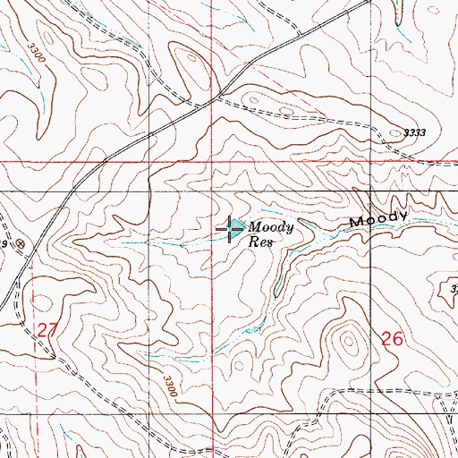 Topographic Map of Moody Reservoir, MT