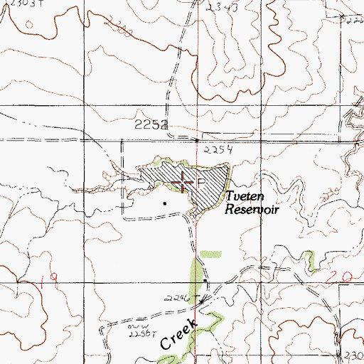 Topographic Map of Tveten Reservoir, MT