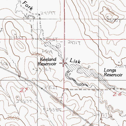 Topographic Map of Keeland Reservoir, MT