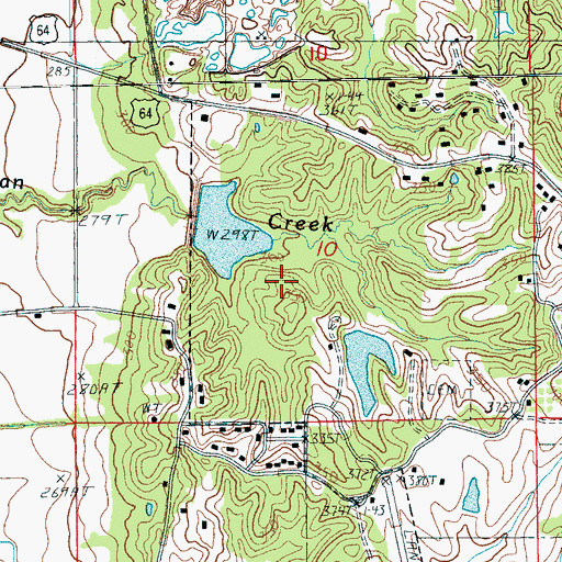 Topographic Map of Caney Creek Site Five Reservoir, AR