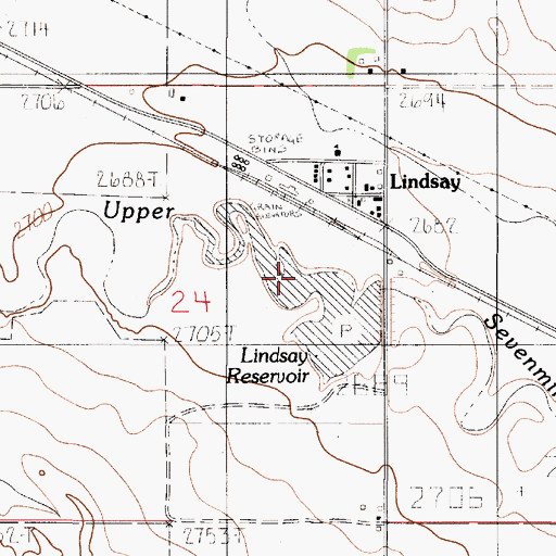 Topographic Map of Lindsay Reservoir, MT