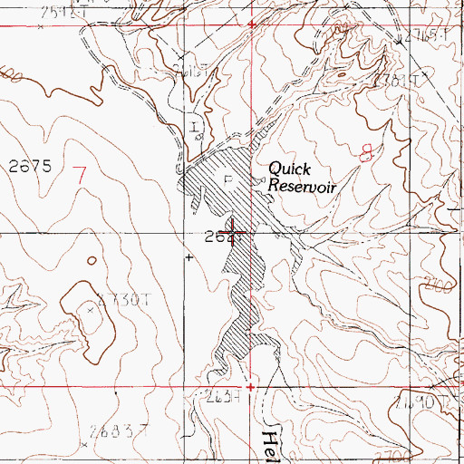 Topographic Map of Quick Reservoir, MT