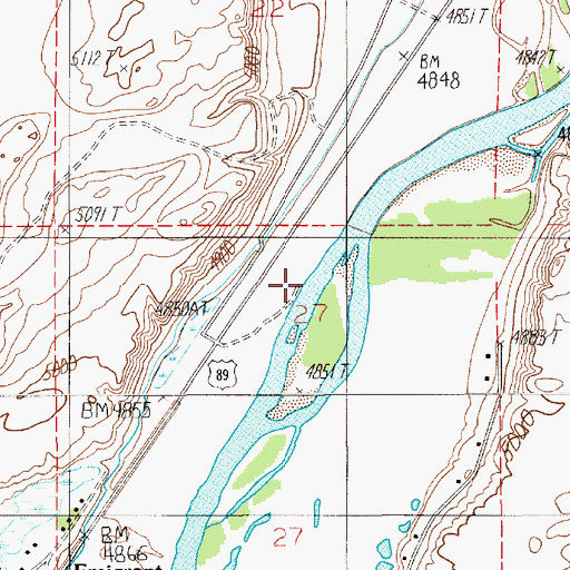 Topographic Map of Emigant West Recreation Area, MT