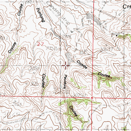 Topographic Map of Paudois Coulee, MT