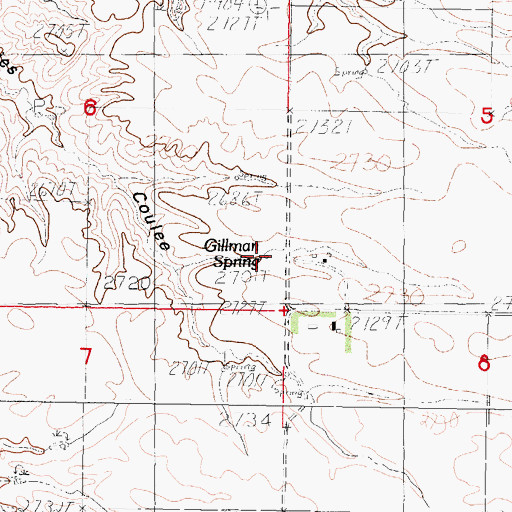 Topographic Map of Gillman Spring, MT