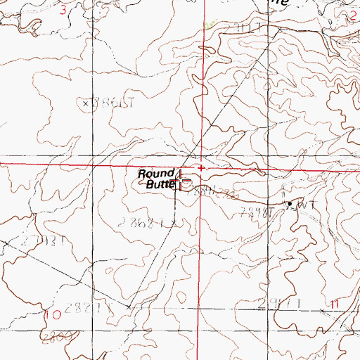 Topographic Map of Round Butte, MT