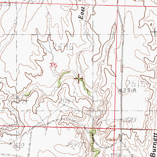 Topographic Map of East Fork Collins Creek, MT