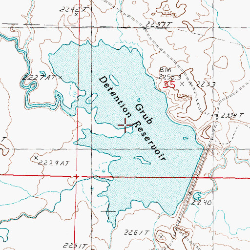Topographic Map of Grub Detention Reservoir, MT