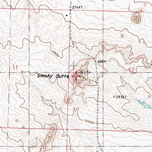 Topographic Map of Smoky Butte, MT