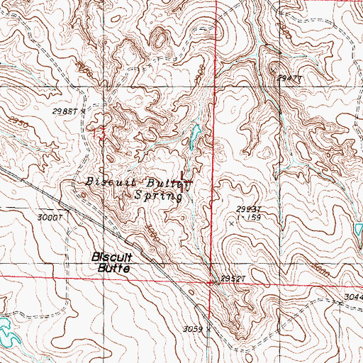 Topographic Map of Biscuit Butte Spring, MT