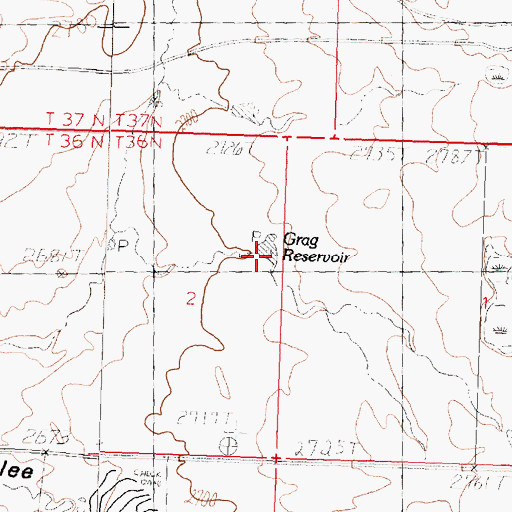 Topographic Map of Grag Reservoir, MT