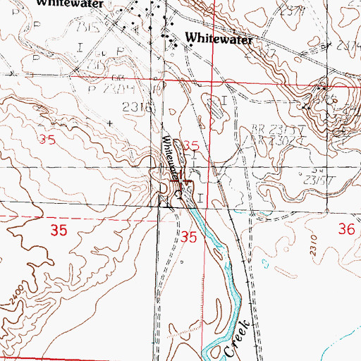 Topographic Map of East Fork Whitewater Creek, MT